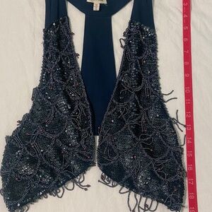 silence + noise Beaded & Sequined Vest in Blue